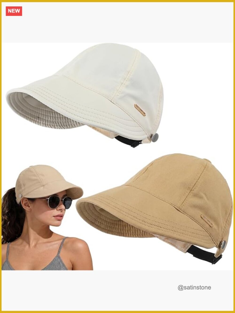 UV Protection Wide Brim Hiking Sun Hat Packable Ponytail Adjustable 2 Pack